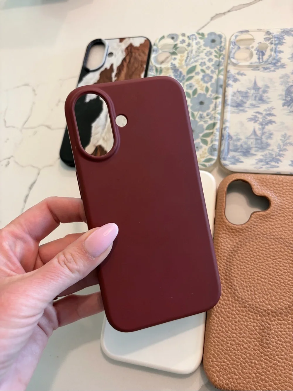 SET OF 8 iPhone 16 Cases - Brown, Beige, White, Floral, Xmas Red, Gold Design